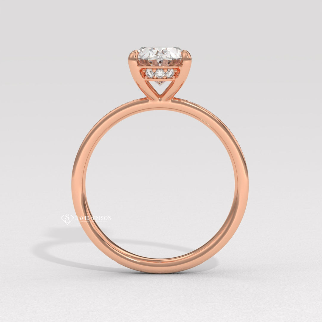 2.50CT-3.50CT Oval Moissanite Diamond Channel Set Pave Engagement Ring