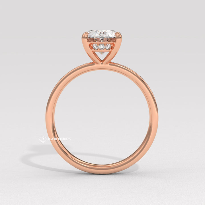 2.50CT-3.50CT Oval Moissanite Diamond Channel Set Pave Engagement Ring