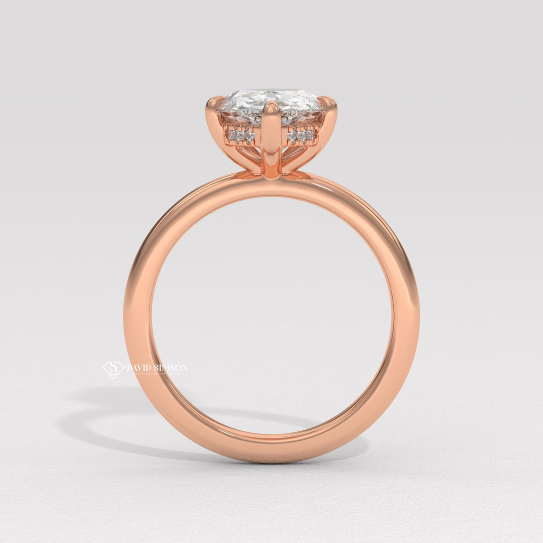 2.50CT-3.50CT Pear Moissanite Hidden Halo Diamond Engagement Ring