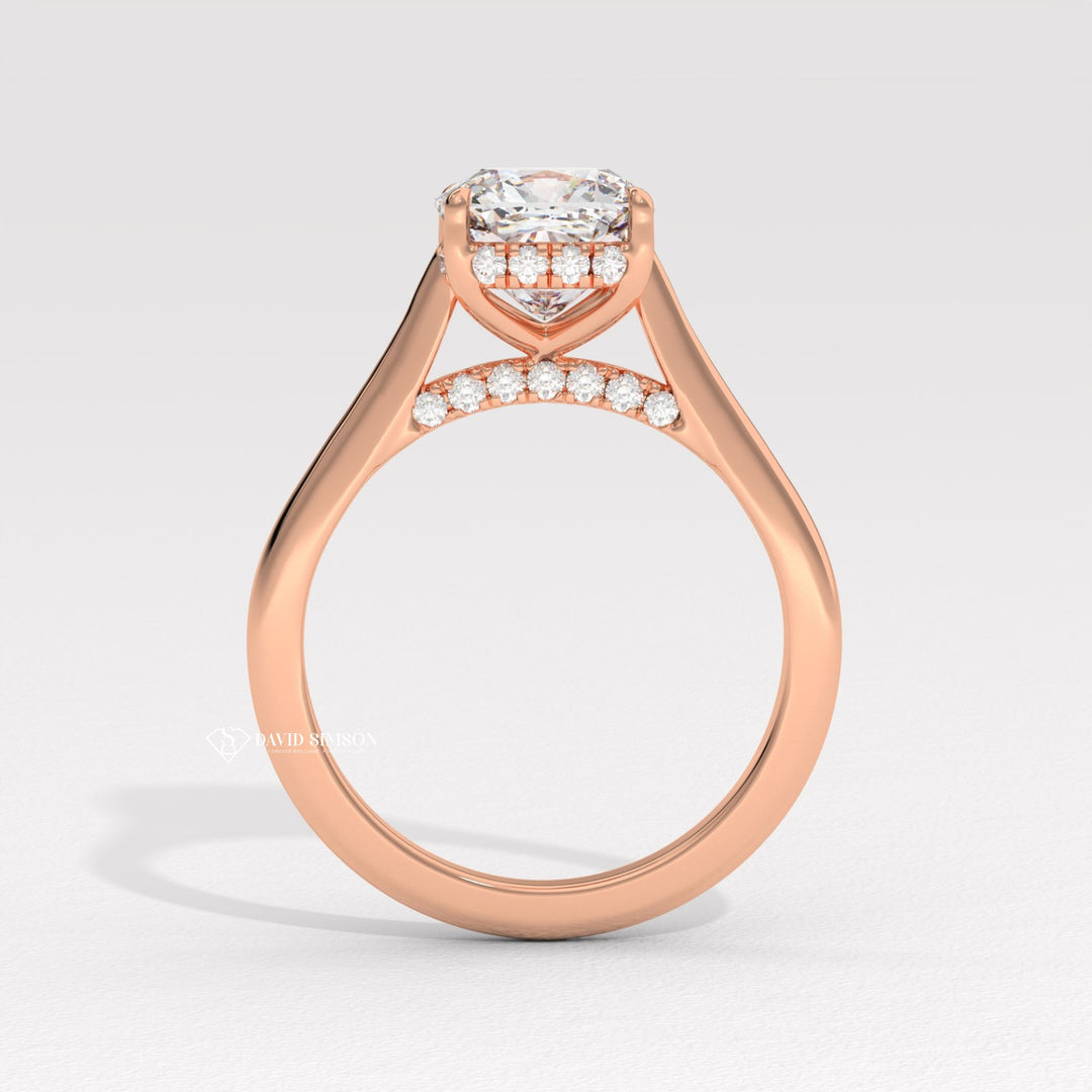 2.0CT-3.0CT Cushion Moissanite Diamond Hidden Halo Engagement Ring