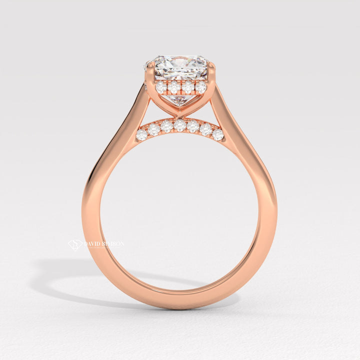 2.0CT-3.0CT Cushion Moissanite Diamond Hidden Halo Engagement Ring