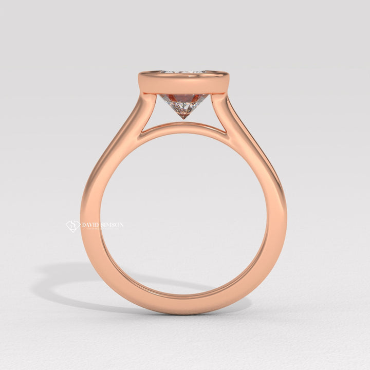 2.0CT-3.0CT Bezel Set Oval Moissanite Diamond Engagement Ring