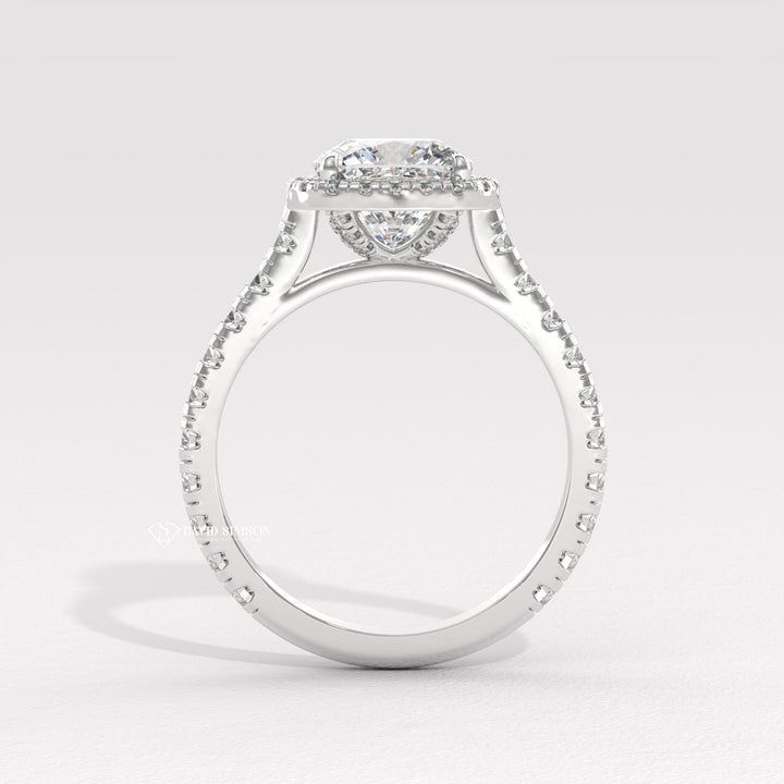 1.50CT-2.50CT Cushion Moissanite Halo Diamond Engagement Ring