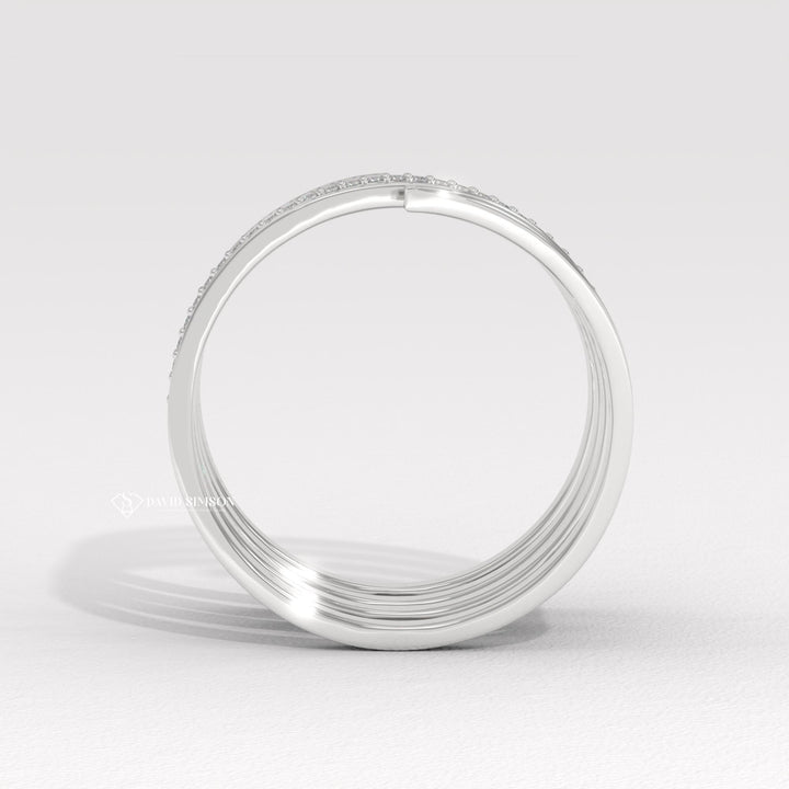 Round Cut Moissanite Diamond Channel Set Spring Wedding Band
