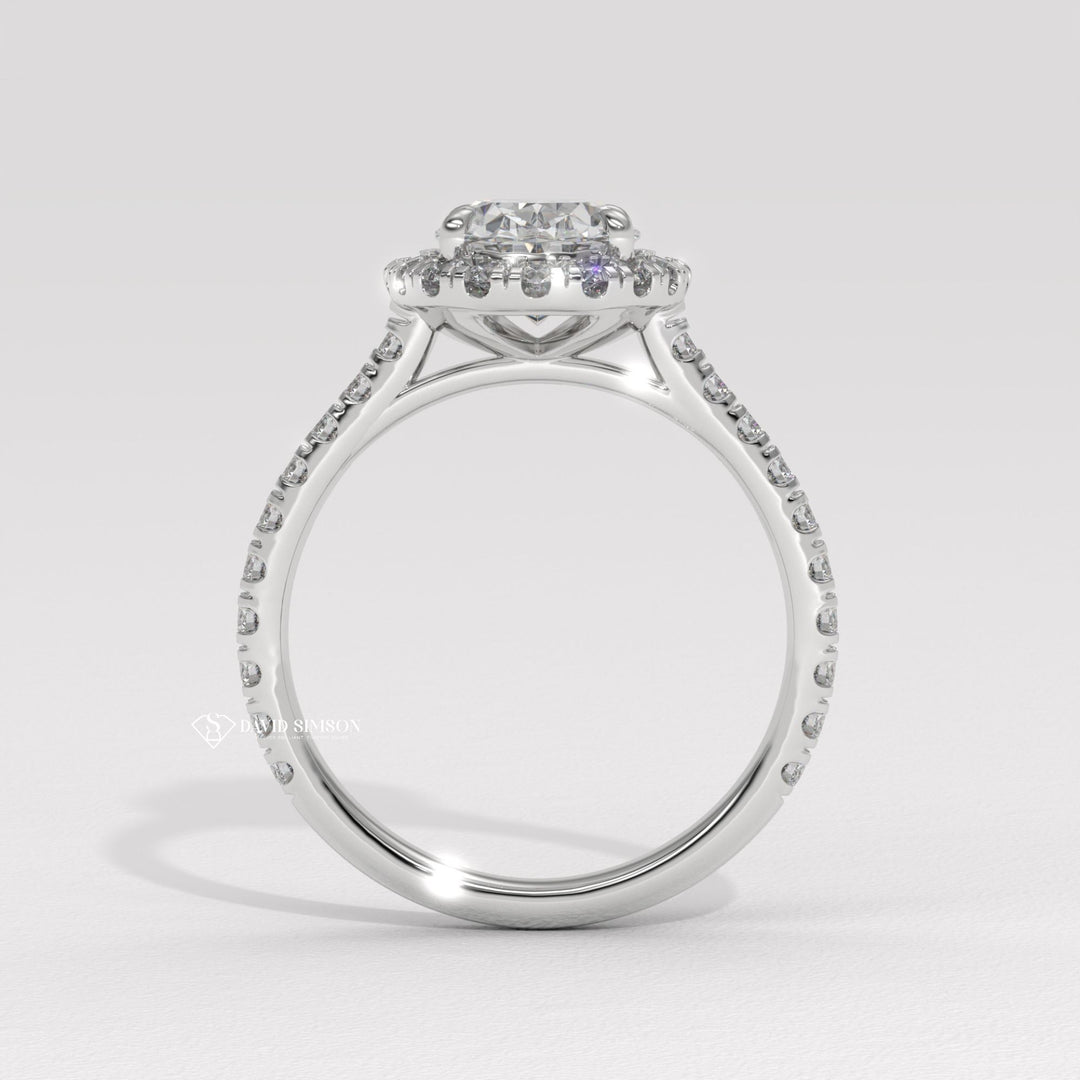 1.50CT-2.50CT Oval Cut Moissanite Halo Diamond Pave Engagement Ring