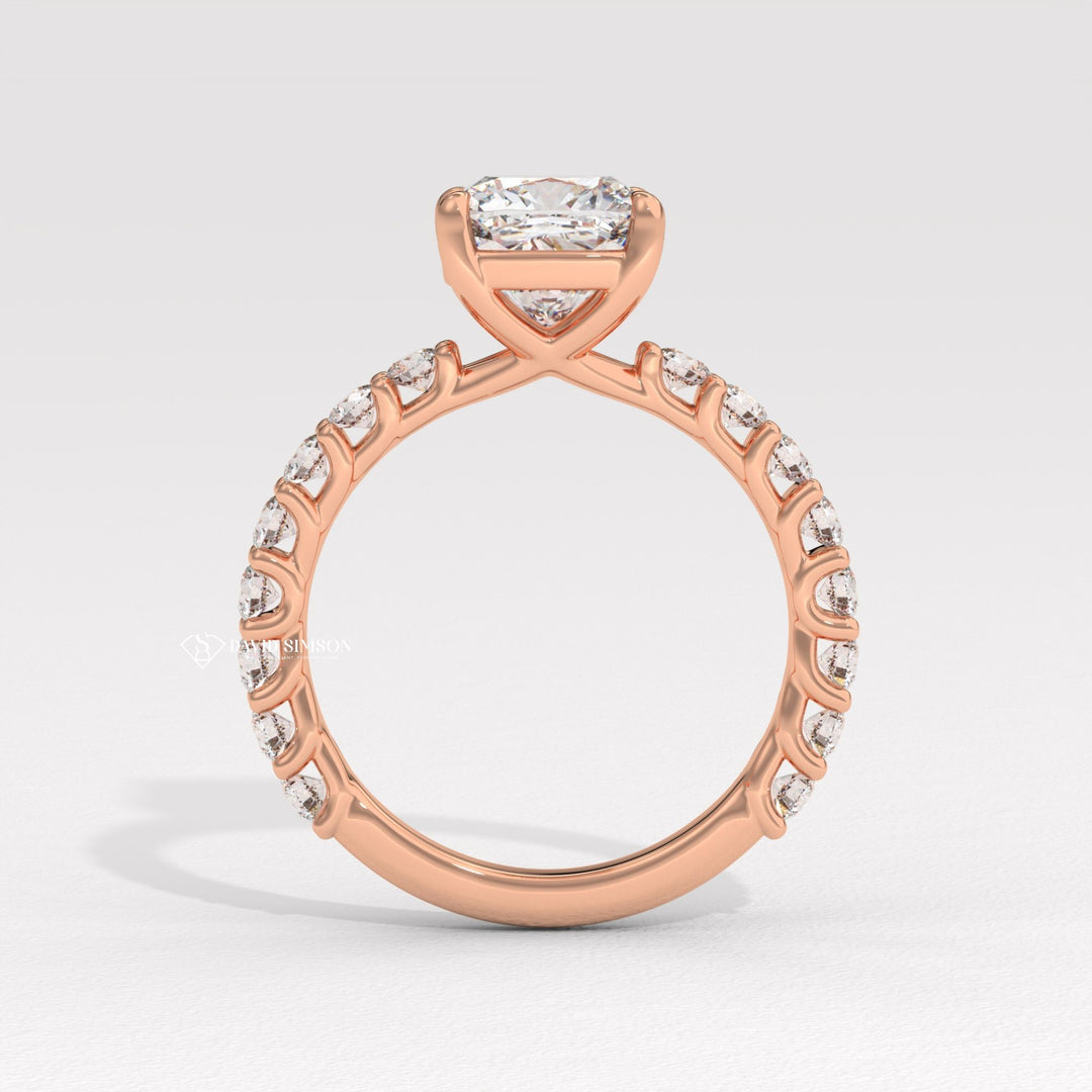 1.50CT-2.50CT Cushion Moissanite Diamond Pave Engagement Ring