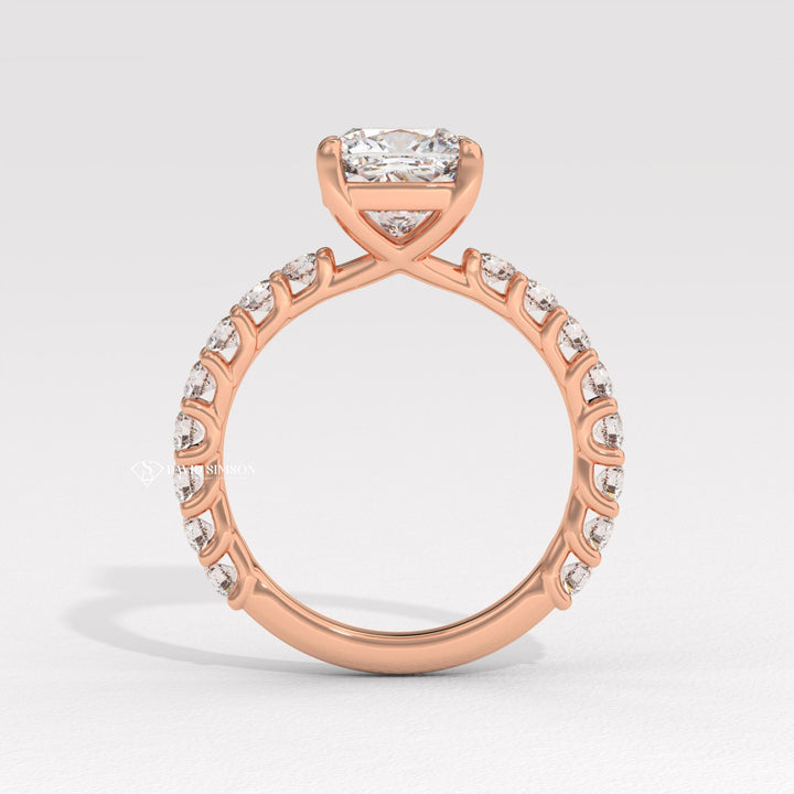 1.50CT-2.50CT Cushion Moissanite Diamond Pave Engagement Ring