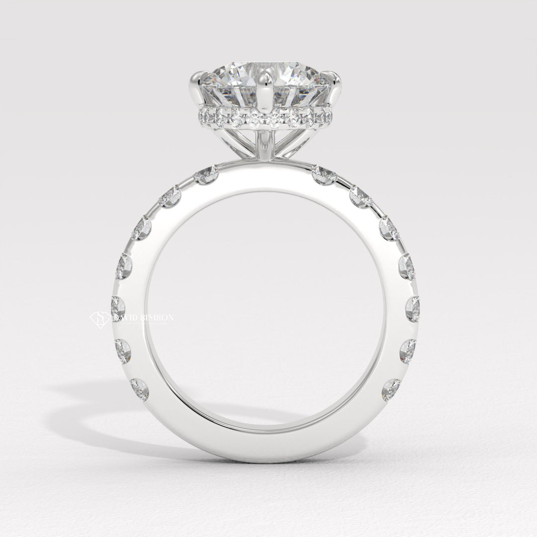 2.0CT-3.0CT Round Diamond Hidden Halo & Pave Engagement Ring