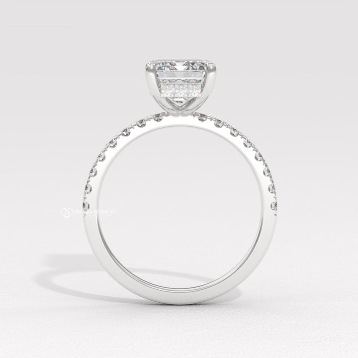 3.0CT-4.0CT Emerald Moissanite Diamond Hidden Halo Engagement Ring