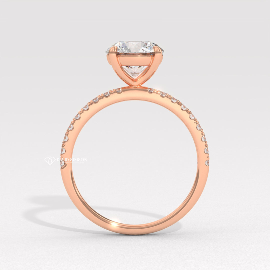 1.50CT-2.50CT Round Moissanite Pave Diamond Engagement Ring