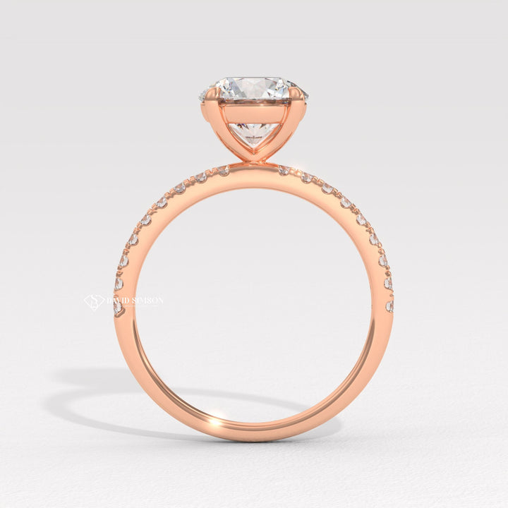 1.50CT-2.50CT Round Moissanite Pave Diamond Engagement Ring