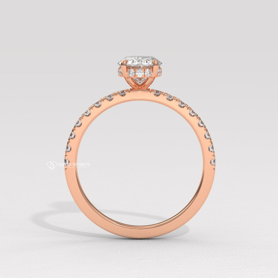 2.0CT-3.0CT Oval Moissanite Diamond Hidden Halo Engagement Ring