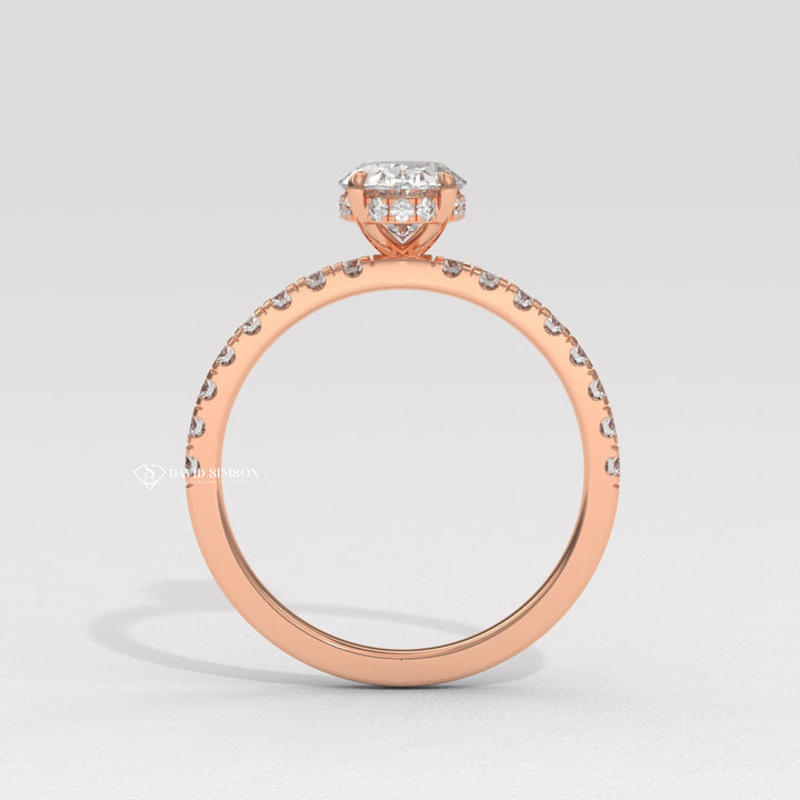 2.0CT-3.0CT Oval Moissanite Diamond Hidden Halo Engagement Ring