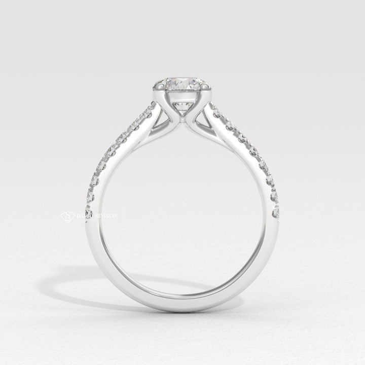 1.0CT-2.0CT Round Moissanite Diamond Pave Engagement Ring