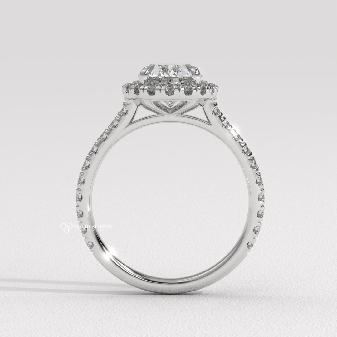 2.0CT-3.0CT Oval Cut Moissanite Halo Diamond Pave Engagement Ring