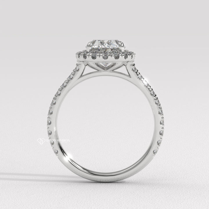 2.0CT-3.0CT Oval Cut Moissanite Halo Diamond Pave Engagement Ring