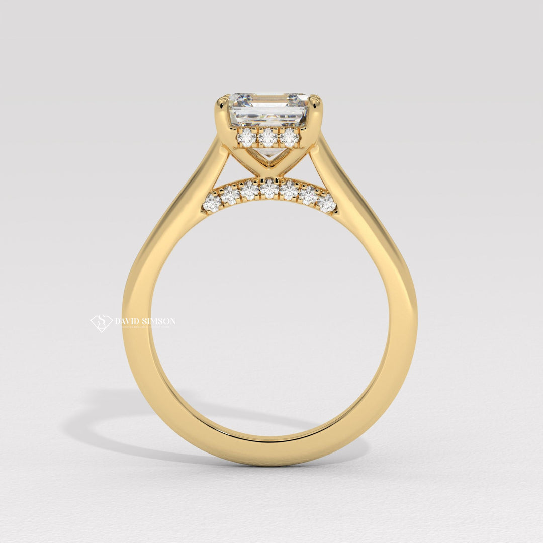 2.50CT-3.50CT Asscher Moissanite Diamond Bridge Set Engagement Ring