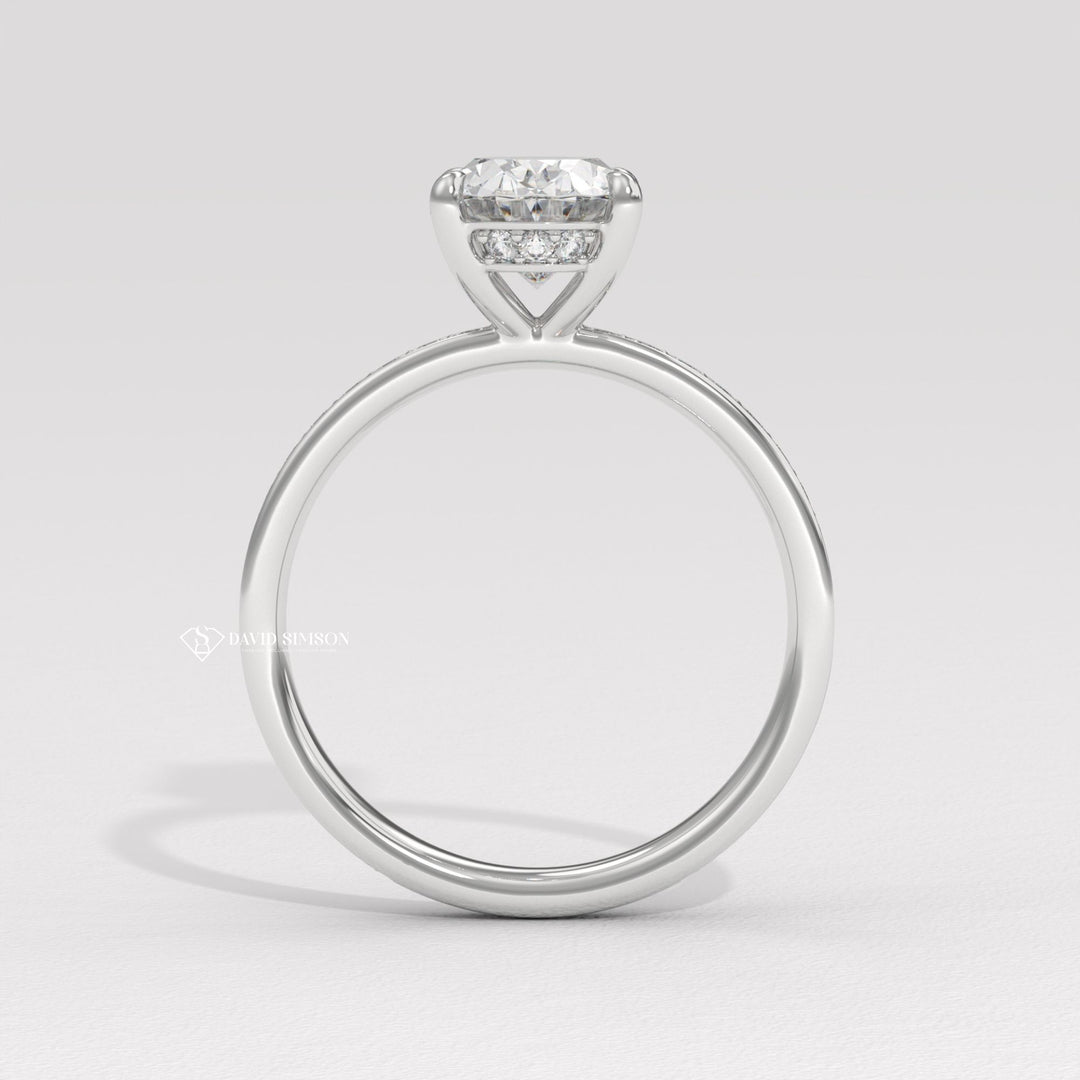 2.50CT-3.50CT Oval Moissanite Diamond Channel Set Pave Engagement Ring