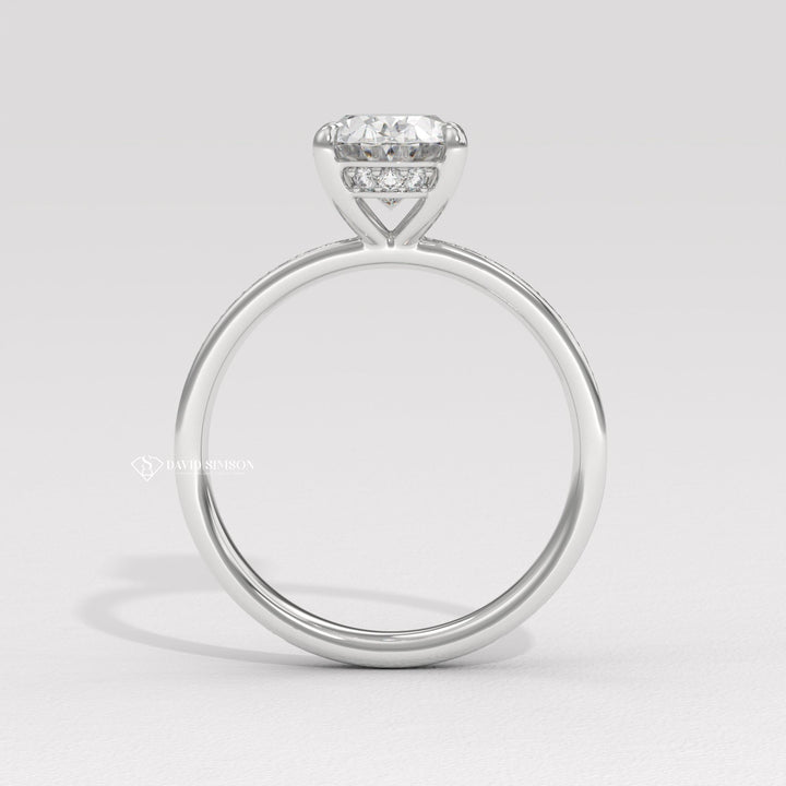 2.50CT-3.50CT Oval Moissanite Diamond Channel Set Pave Engagement Ring