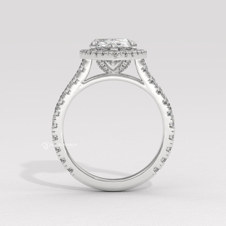 1.0CT-2.0CT Pear Moissanite Halo Diamond Engagement Ring