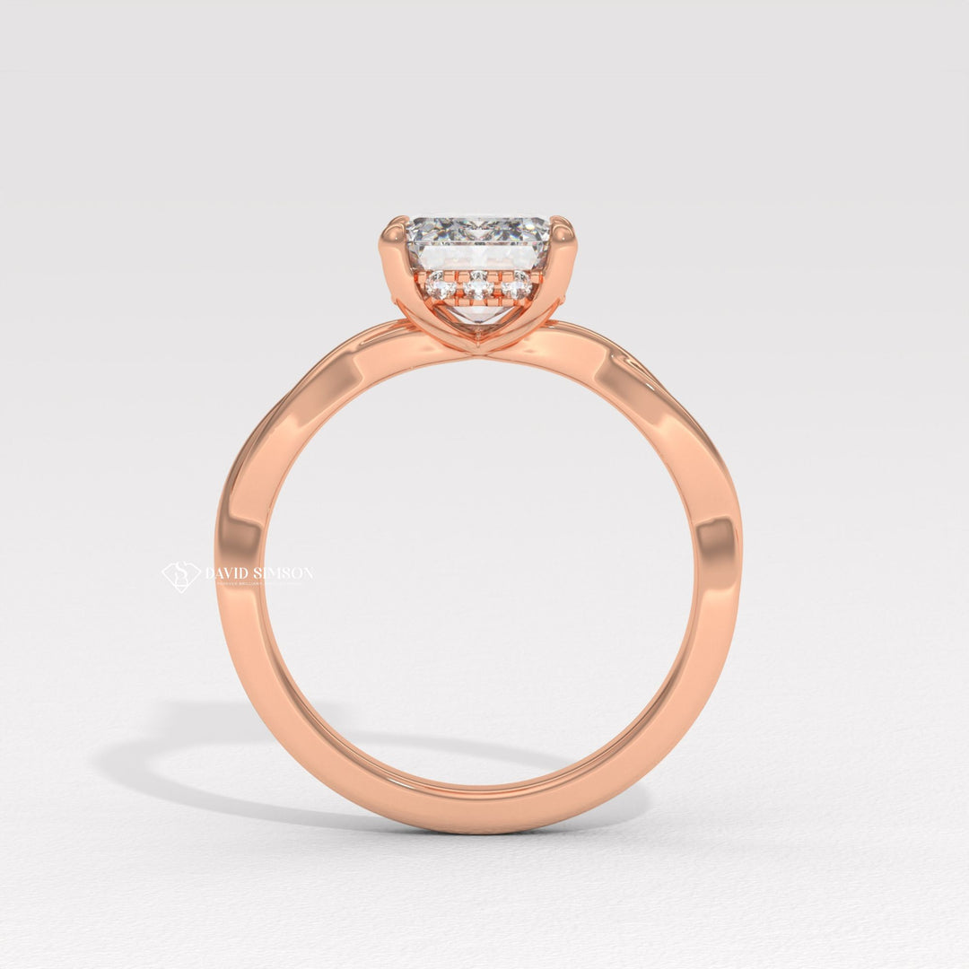 1.50CT-2.50CT Emerald Moissanite Diamond Infinity Solitaire Engagement Ring