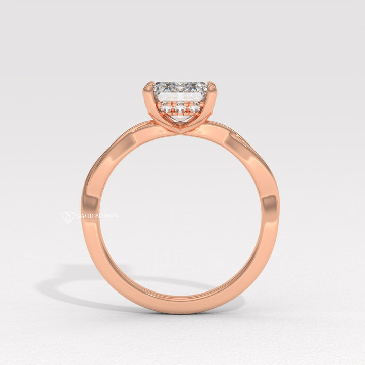 1.50CT-2.50CT Emerald Moissanite Diamond Infinity Solitaire Engagement Ring