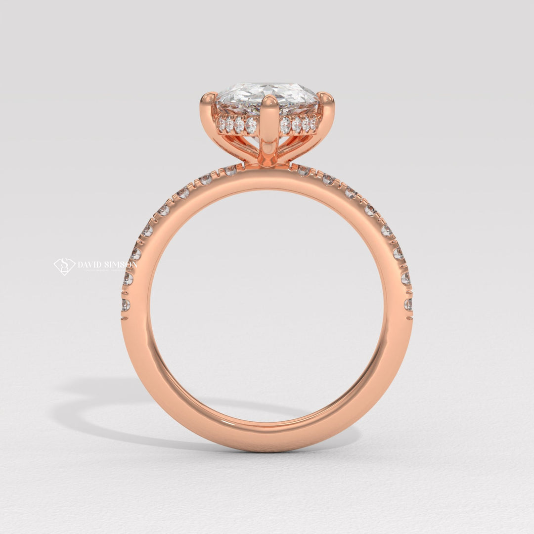 1.50CT-2.50CT Pear Moissanite Diamond Hidden Halo Engagement Ring