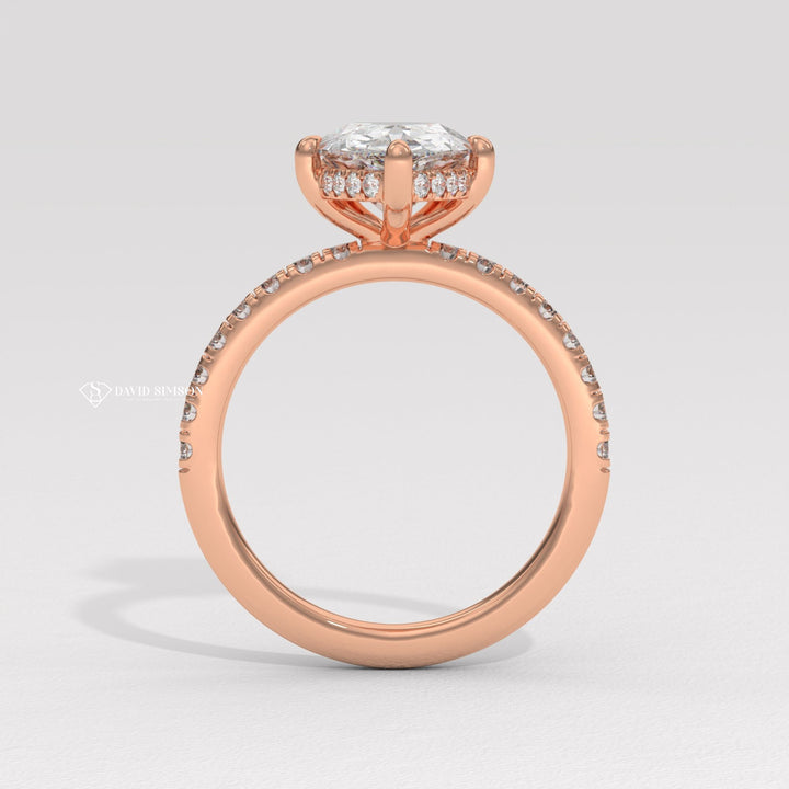 1.50CT-2.50CT Pear Moissanite Diamond Hidden Halo Engagement Ring