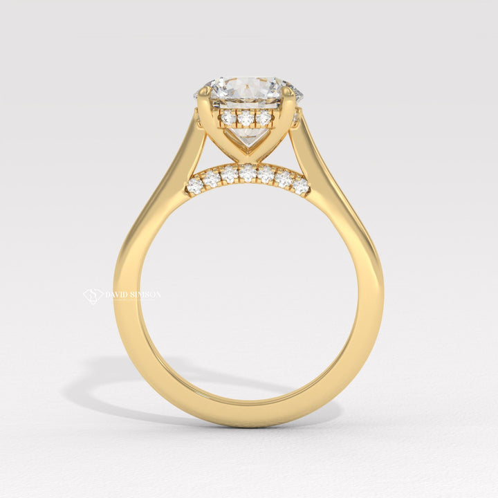 2.0CT-3.0CT Round Moissanite Diamond Hidden Halo Bridge Set Engagement Ring