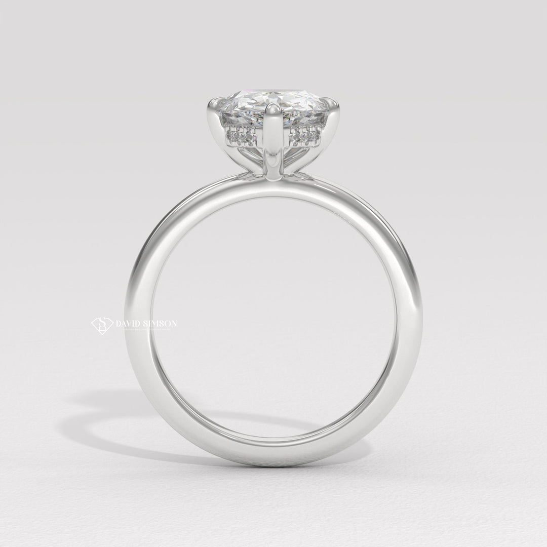 2.50CT-3.50CT Pear Moissanite Hidden Halo Diamond Engagement Ring