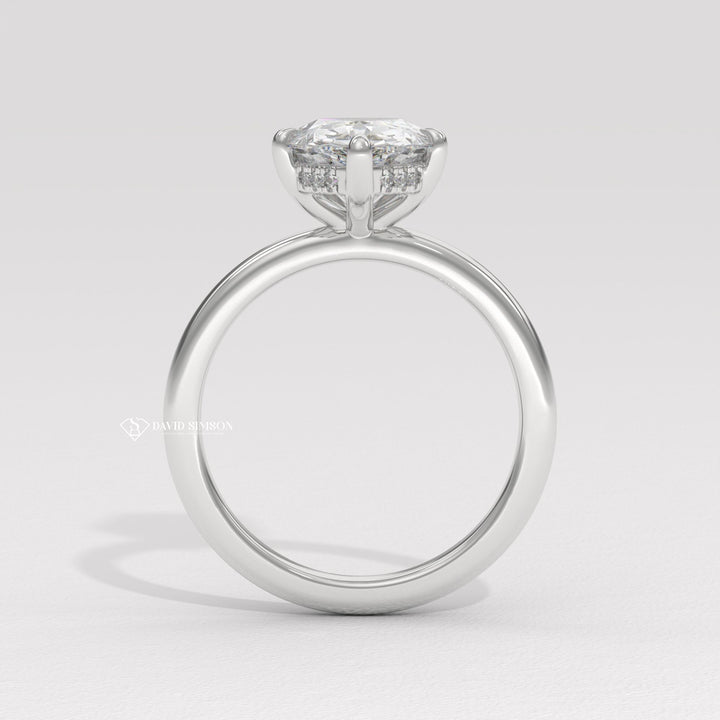 2.50CT-3.50CT Pear Moissanite Hidden Halo Diamond Engagement Ring