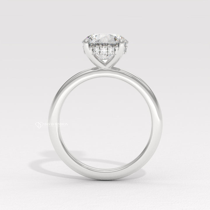 2.50CT-3.50CT Round Moissanite Solitaire Diomond Hidden Halo Engagement Ring