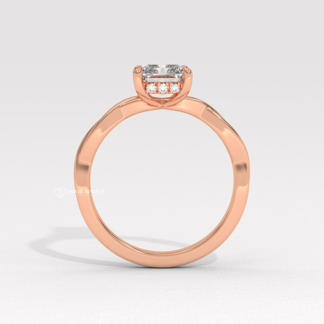 2.0CT-3.0CT Radiant Moissanite Infinity Diamond Hidden Halo Engagement Ring