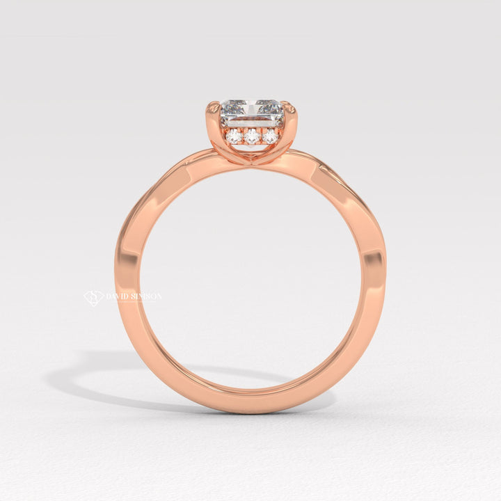 2.0CT-3.0CT Radiant Moissanite Infinity Diamond Hidden Halo Engagement Ring