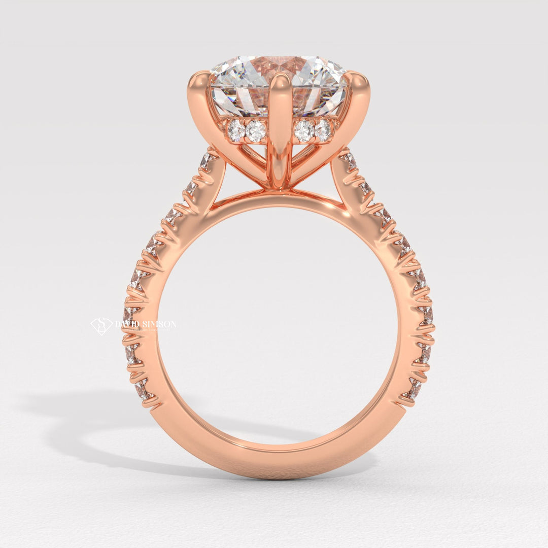 2.0CT-4.0CT Round Moissanite Cathedral Pave Diamond Engagement Ring