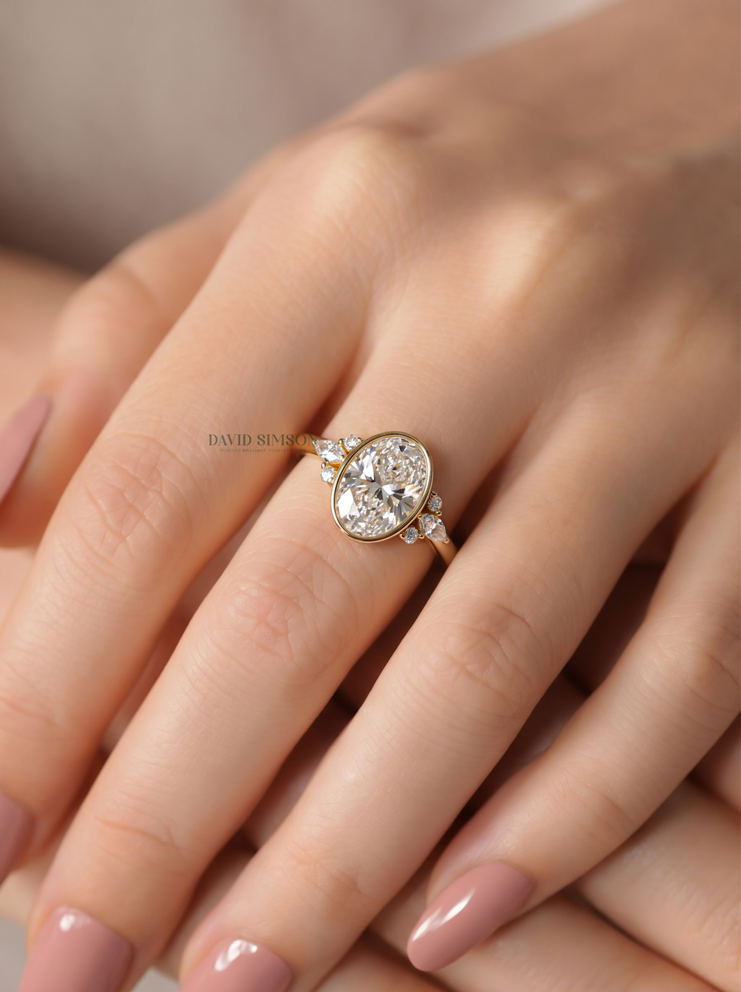 2.0CT-3.0CT Oval Lab Grown Diamond Seven Stone Bezel Engagement Ring