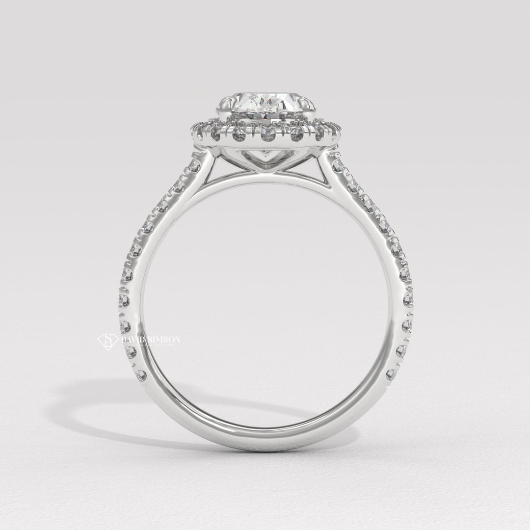 1.50CT-2.50CT Oval Cut Moissanite Halo Diamond Pave Engagement Ring