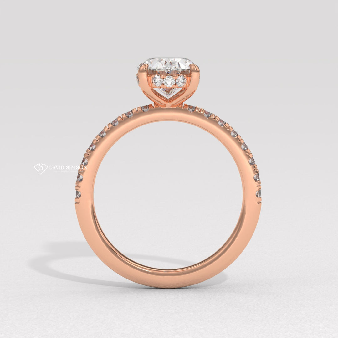 3.0CT-4.0CT Oval Moissanite Hidden Halo Diamond Engagement Ring
