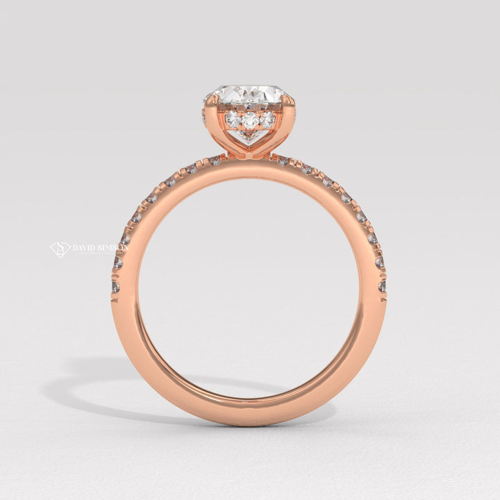 3.0CT-4.0CT Oval Moissanite Hidden Halo Diamond Engagement Ring