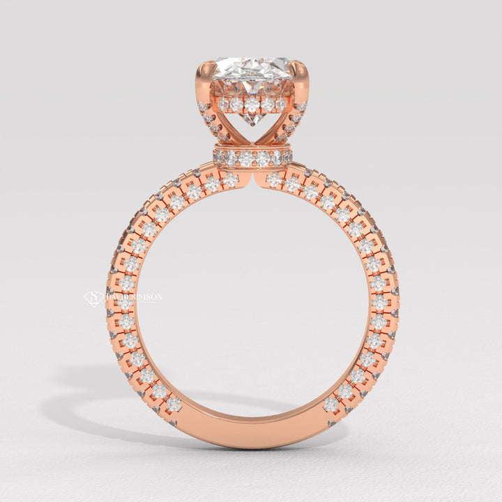 3.0CT-4.0CT Oval Moissanite Diamond Micro Pave Engagement Ring