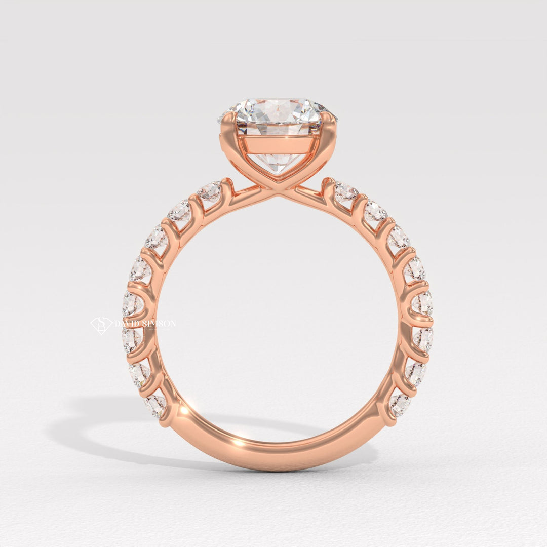1.50CT-2.50CT Round Moissanite Diamond Pave Engagement Ring