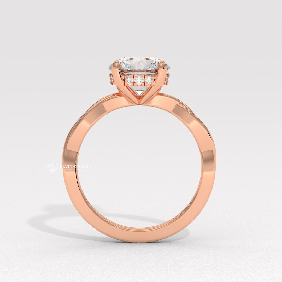 2.50CT-3.50CT Round Moissanite Diamond Twisted Engagement Ring