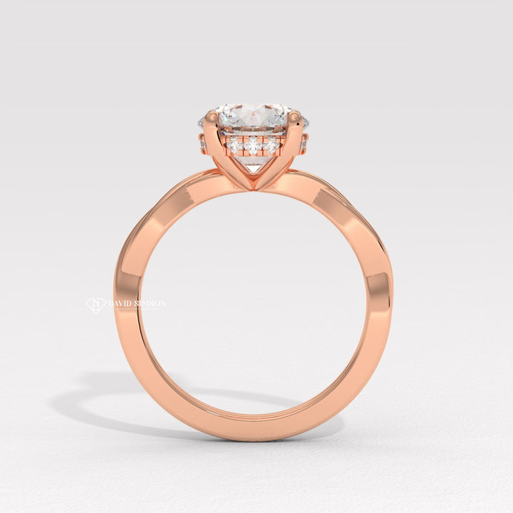 2.50CT-3.50CT Round Moissanite Diamond Twisted Engagement Ring