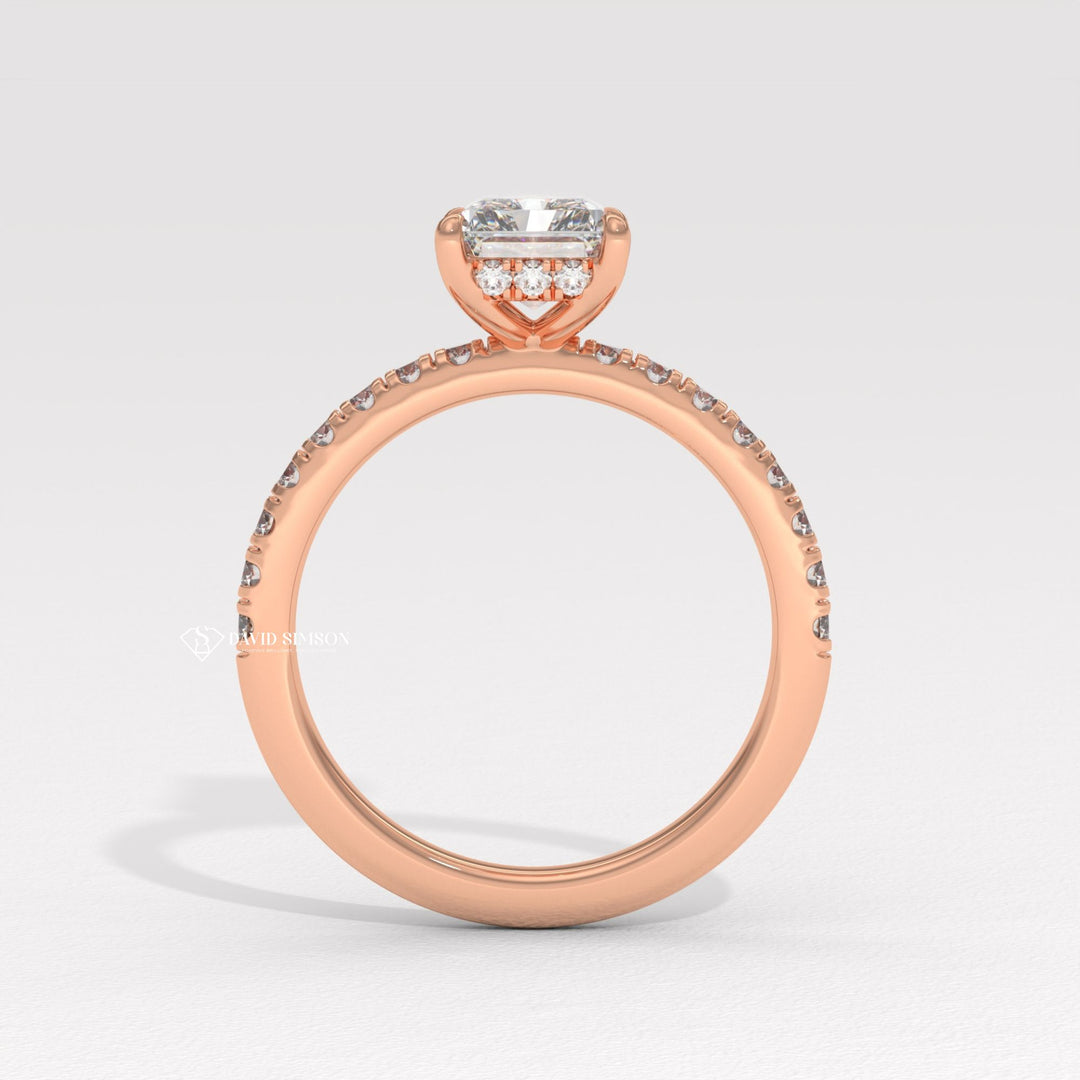 1.50CT-2.50CT Radiant Moissanite Diamond Hidden Halo Pave Engagement Ring