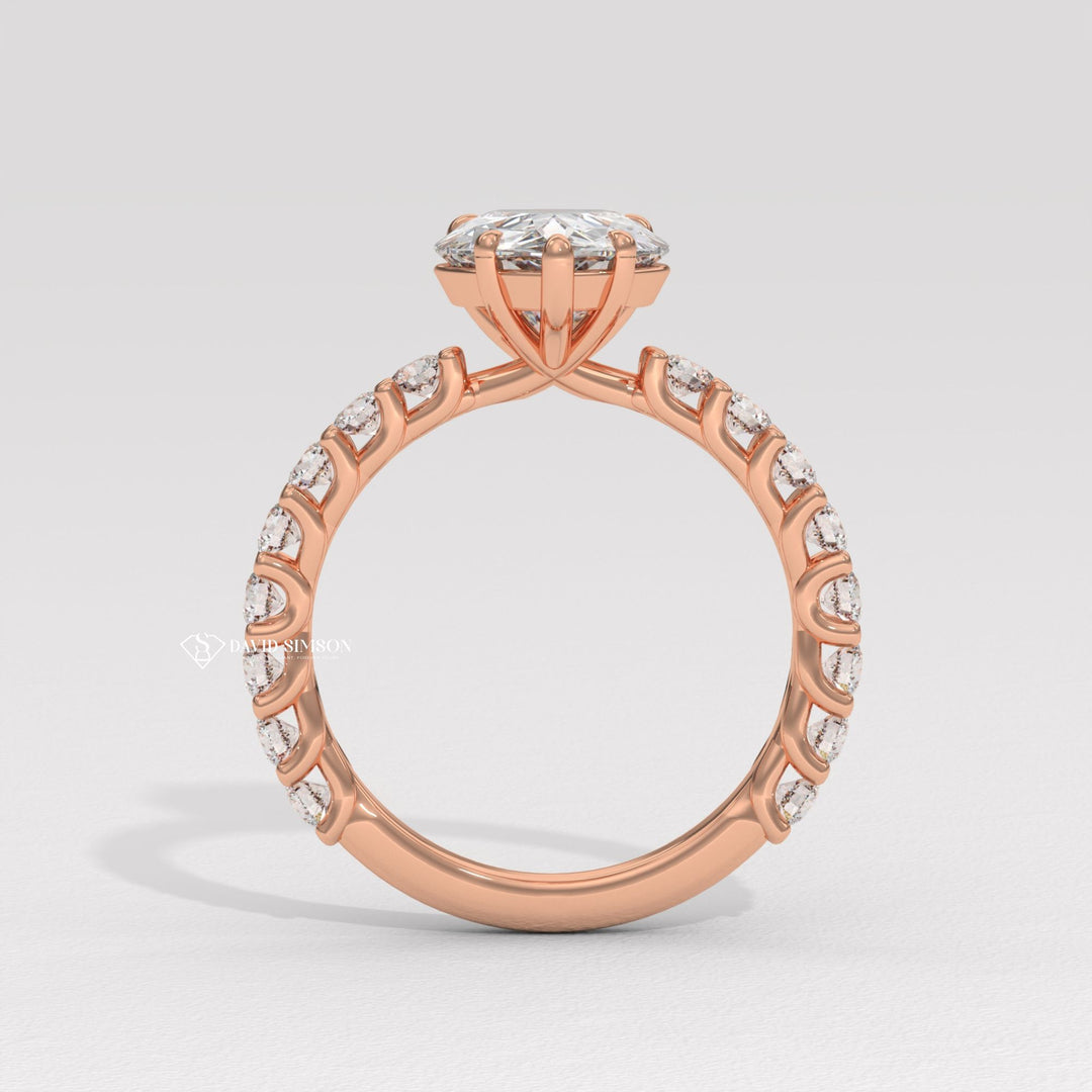 2.0CT-3.0CT Pear Moissanite Diamond Pave Engagement Ring
