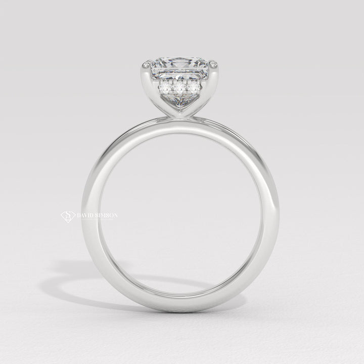 2.0CT-3.0CT Princess Moissanite Solitaire Hidden Halo Diomond Engagement Ring