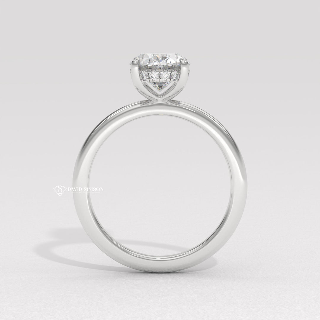 2.0CT-3.0CT Oval Moissanite Diomond Hidden Halo Solitaire Engagement Ring