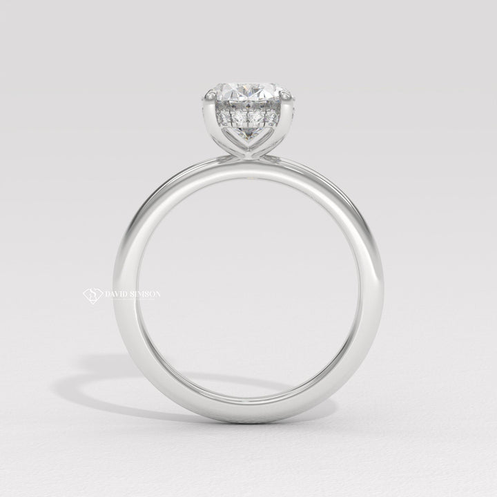 2.0CT-3.0CT Oval Moissanite Diomond Hidden Halo Solitaire Engagement Ring