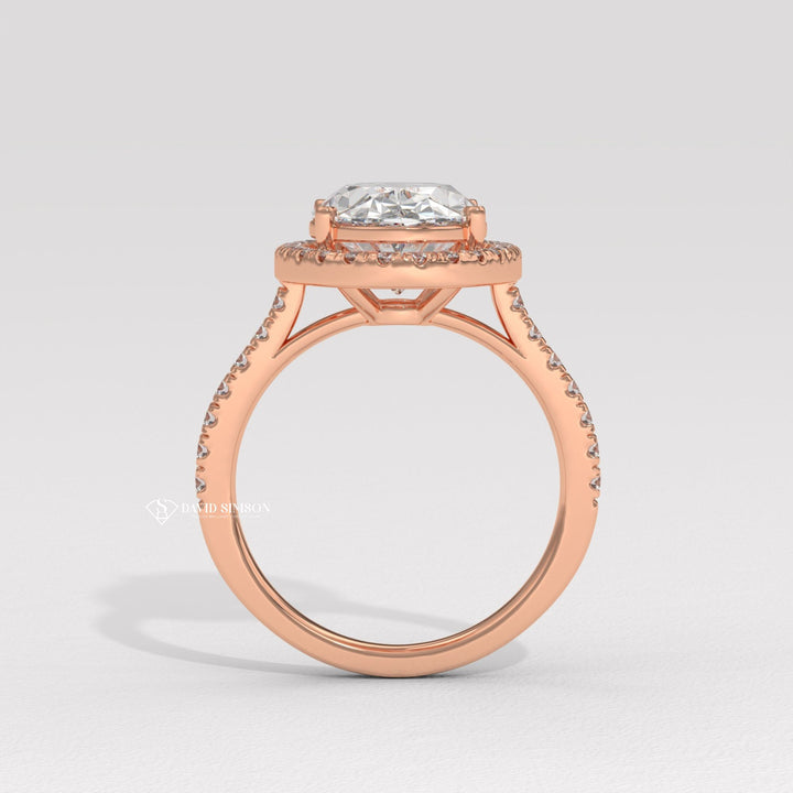 2.0CT-3.0CT Oval Halo Moissanite Diamond Engagement Ring