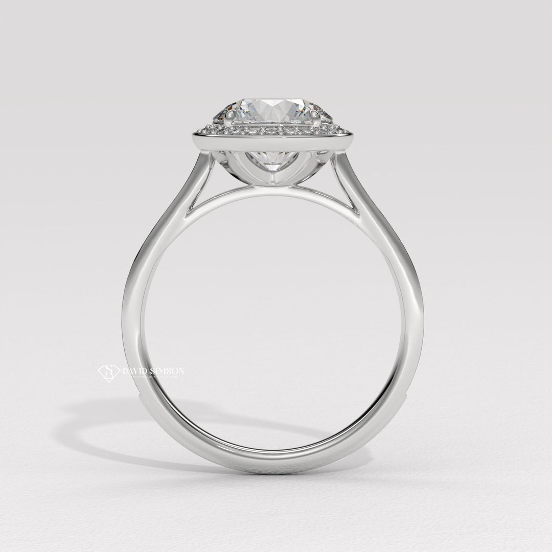 1.0CT-2.0CT Round Cut Moissanite Diamond Channel Halo Engagement Ring